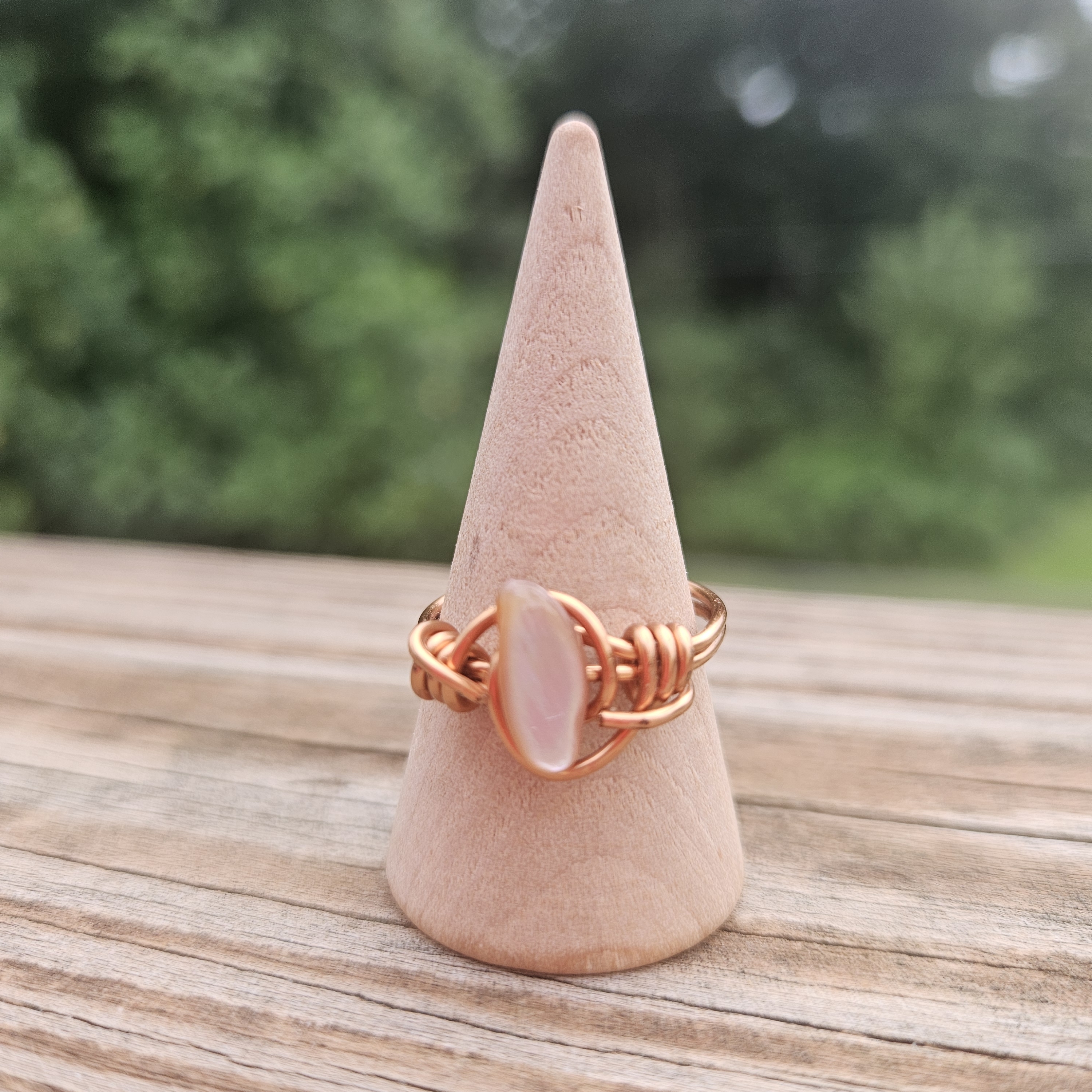 Elegant Sunstone Wire Wrapped Copper Ring